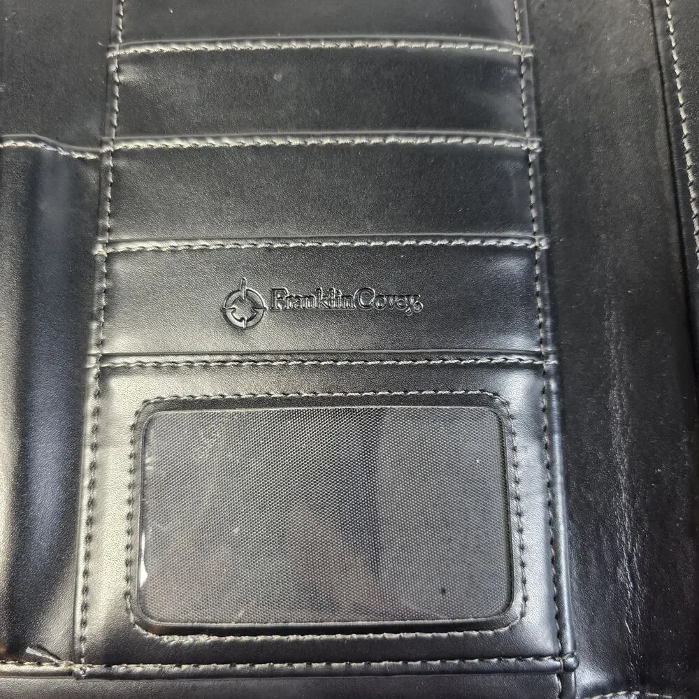 Franklin Covey Black Faux Croc Leather Binder Portfolio Organizer Padfolio